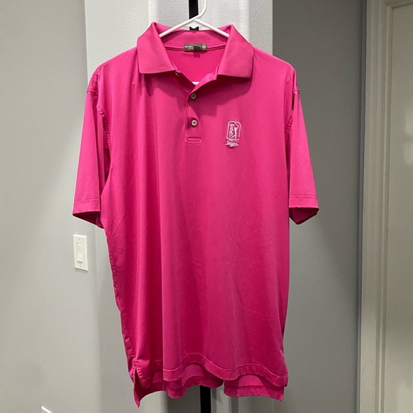 TPC Sawgrass Peter Millar Polo Pink Short Sleeve Embroidered Collar Shirt - Picture 1 of 8